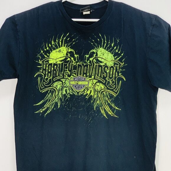 Harley Davidson TShirt Hanes Beefy Dual Double Sided Graphic XXL Bleu Bayou - Picture 4 of 6